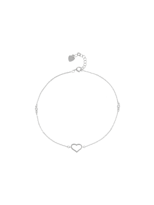 Sterling Silver & Cubic Zirconia Heart Anklet