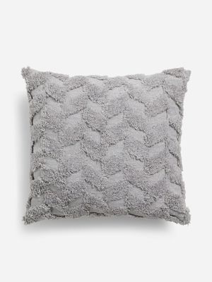 Jet Home Silver Grey Tufted Chevron Scatter Cushion