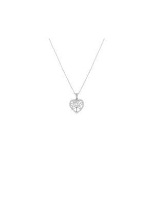 Sterling Silver Cubic Zirconia Heart & Tree Of Life Pendant