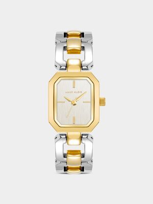 Anne Klein Silver & Gold Plated Octagonal Bracelet Watch