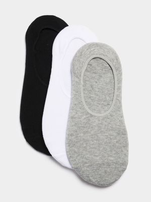 Jet Men's 3 Pack Black White Grey Secret Socks