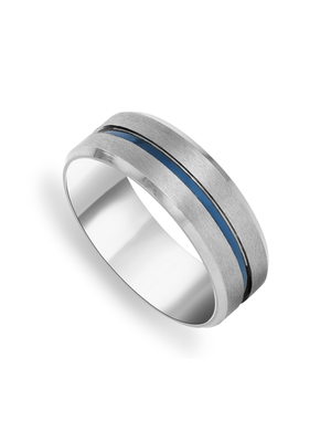 Stainless Steel Blue Stripe Men's Ring
