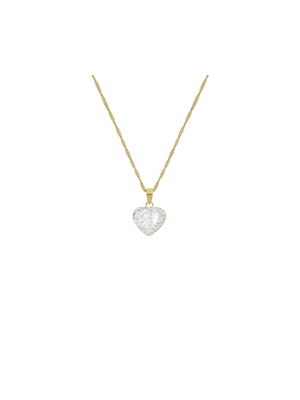 Yellow Gold & Sterling Silver, Cubic Zirconia Heart shape pendant on Chain