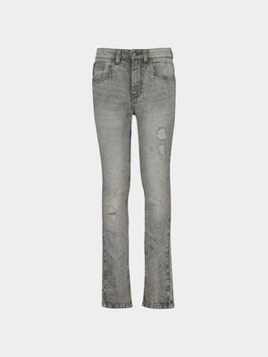 Younger Boy's Grey Rip & Repair Jeans
