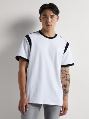Fabiani Men's Sleeve Seam Inset Pique White T-Shirt