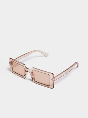 Women's Beige Square Frame Sunglasses