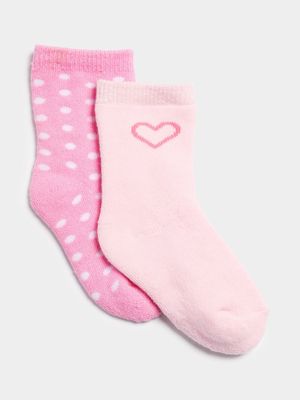 Jet Baby Girls Two Pack Pink Socks