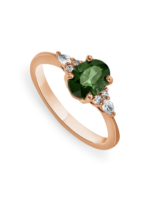 Rose Gold Diamond & Green Tourmaline Oval Beauty Ring