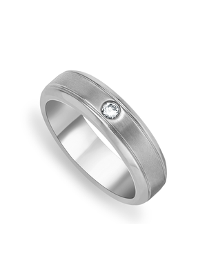 Stainless Steel Brushed Solitaire Men's Wedding Ring