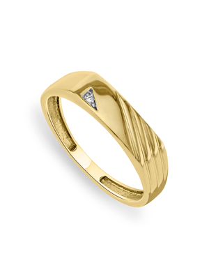 Yellow Gold & Diamond Men's Diagonal Design Dress Ring