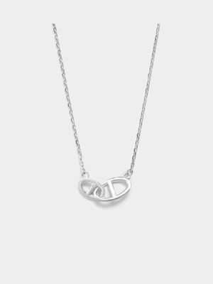 Sterling Silver oval with bar links necklace