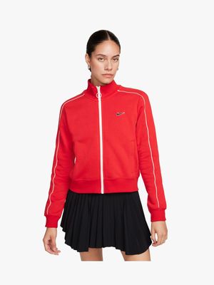 Womens Nike Sportwear Red Fleece Top