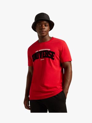 Sneaker Factory Men's Flocked Graphic Red Top & T-Shirt