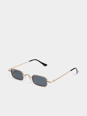 Redbat Unisex Small Rectangle Gold Sunglasses