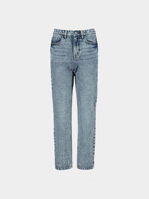 Younger Boy's Mid Blue Loose Leg Jeans