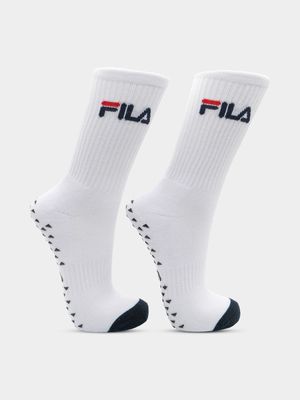 Fila Deckle 3/4 6-11 White Grip Socks 2-pack