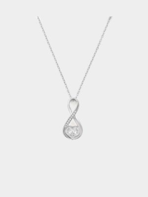 Sterling Silver Cubic Zirconia Infinity Heart Pendant