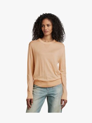 G-Star Women's Core Round Neck Natural Knitted Top