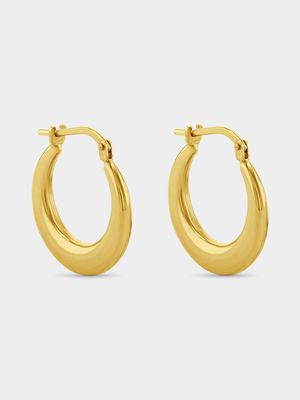 Yellow Gold & Sterling Silver Round Bold Hoop Earrings