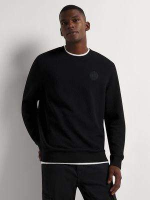 Fabiani Men's Honeycomb Texture Black Sweater