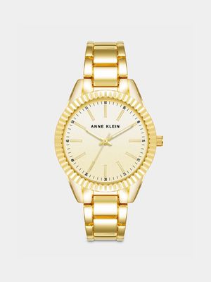 Anne Klein Women's Gold Plated Round Bracelet Watch
