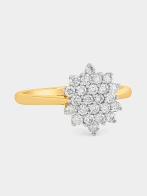 Yellow Gold 0.50ct Diamond Flower Cluster Ring