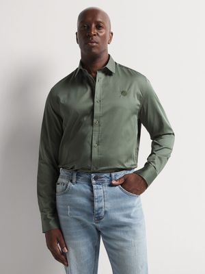 Fabiani Men's Cotton Sateen Green Shirt