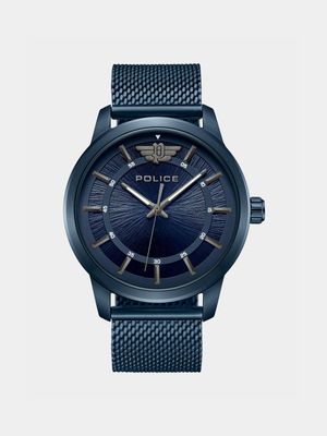Police Raho Blue Plated Blue Dial Blue Mesh Watch