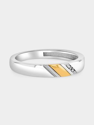 Yellow Gold & Sterling Silver Earth Grown Diamond Wedding Band