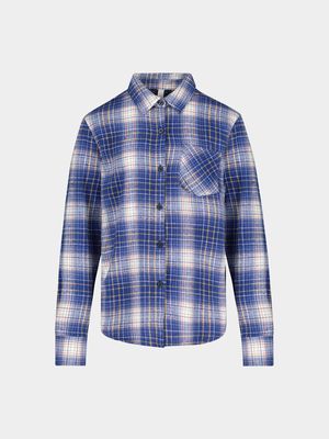 Younger Boy's Navy Check Shirt