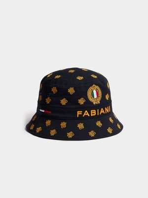 Fabiani Men's Embroidered Black Bucket Hat