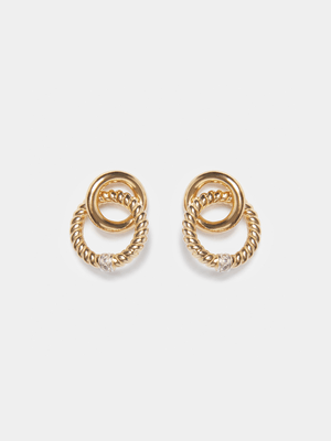 18ct Gold Plated Gold Double Circle hoop Earrings