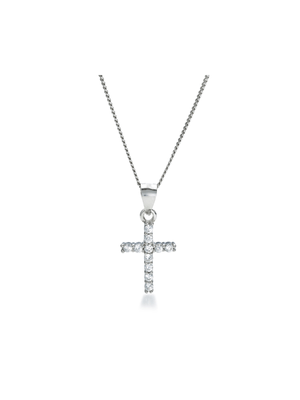 Miss Swiss Sterling Silver Cubic Zirconia Cross Pendant Necklace