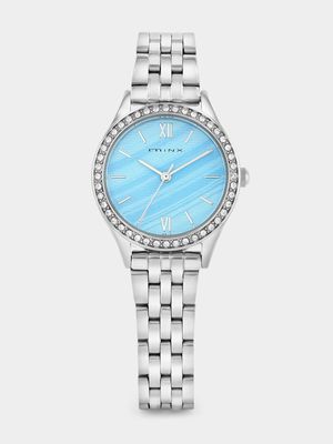 Minx Silver Plated Blue Marble Dial Bracelet Watch