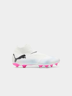 Mens Puma Future 7 Match+ Laceless White/Pink Boots