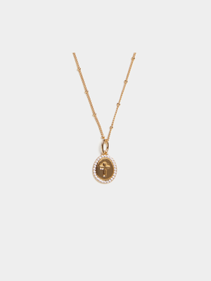 18ct Gold Plated Cross Disk Pendant on Chain