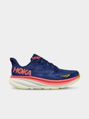 Womens Hoka Clifton 9 Evening Sky/Coral Running Shoes