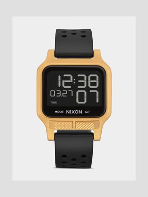 Nixon Men's Heat Gold Plated & Black Digital Silicone Watch