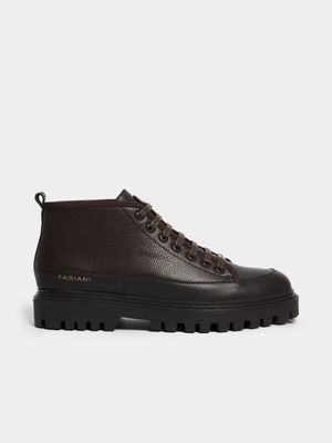 Fabiani Men's Combo Leather Toe Cap Brown Boots