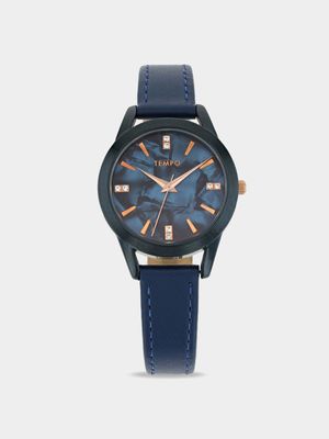 Tempo Ladies Blue Leather Watch