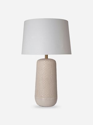 Ceramic Textured White Table Lamp with Shade 74cm