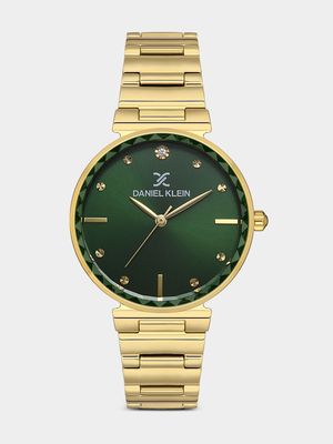 Daniel Klein Gold Plated Green Dial Bracelet Watch