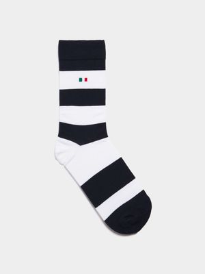 Fabiani Men's Bold Stripe Anklet Navy Socks