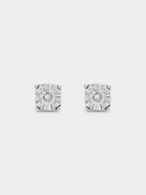 Sterling Silver Lab Grown Diamond Solitaire Stud Earrings