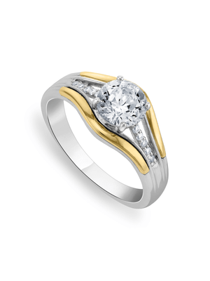Yellow Gold & Sterling Silver Women’s Solitaire Ring