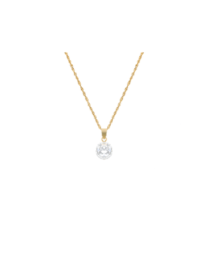 Yellow Gold Crystal Halo pendant on bonded chain