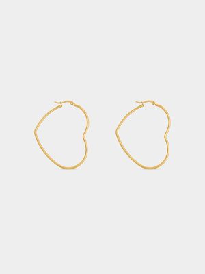 Stainless Steel18ct Gold Plated Waterproof Heart Hoop Earrings
