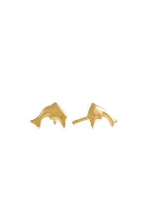 Yellow Gold Dolphin Stud Earrings