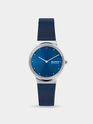 Skagen Women's Freja Blue & Silver Plated Stailess Steel Mesh Watch