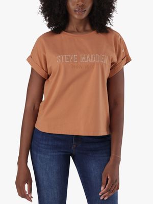 Women's Steve Madden Brown Diana Boxy T-Shirt